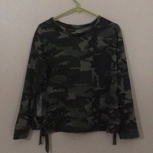 Camouflage Sweatshirt with Side Slits